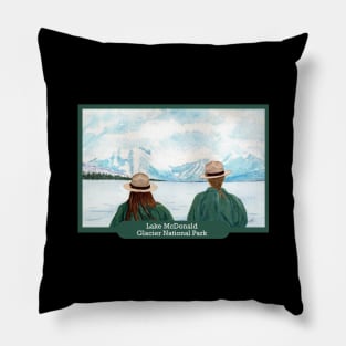 Lake McDonald, Glacier National Park Rangers Watercolor Pillow