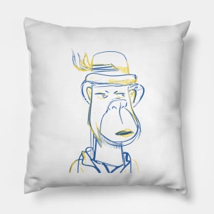 snob ape gorilla in dandy and fancy ecopop suit in white Pillow