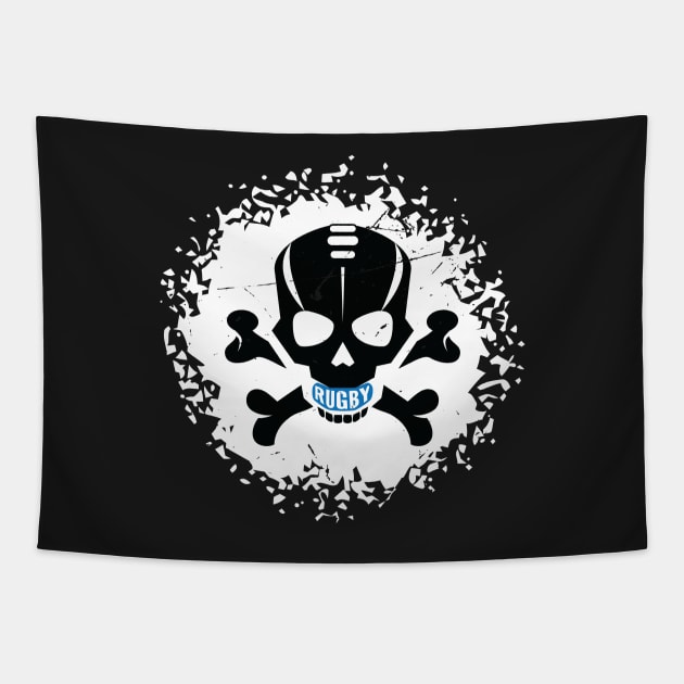 Rugby Fan Skull Splatter Tapestry by atomguy