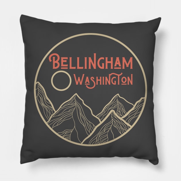 Bellingham Washington PNW Mountain Love Gift Design Pillow by Hopscotch Shop Gifts