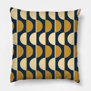 Gold and Navy Retro Half-Circles Pillow