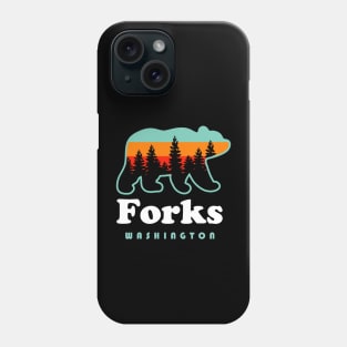 Forks Washington Mountains Retro Bear Vacation Phone Case