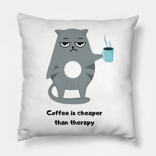 Funny Cat Drinking Coffee Pillow