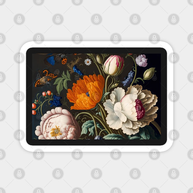 Floral Garden Botanical Print with flowers Magnet by FloralFancy