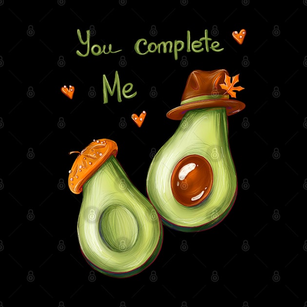 Avocado time. you complete me. Couple by Elishas art original 