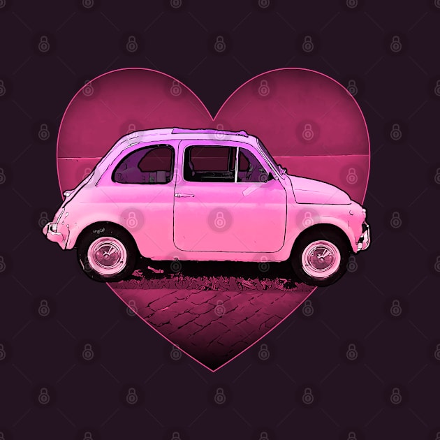 The Neon Pink Fiat 500 Lover by CACreative