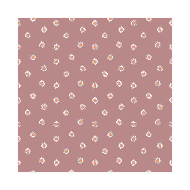 Boho Floral Pattern Delicate Daisy Wild Flowers Daisies Rose Brown by sziszigraphics