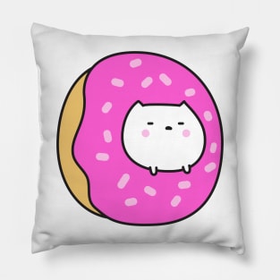 White Cat In Donut Pillow