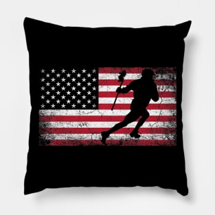 Lacrosse 4th of July American Flag Patriotic USA  Boys Pillow