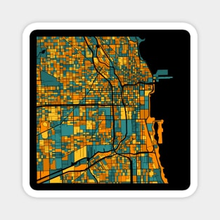 Chicago Map Pattern in Orange & Teal Magnet