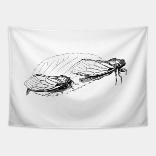 Cicadas Ink Drawing Tapestry