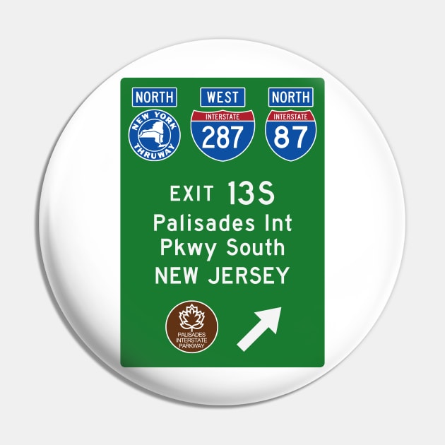 New York Thruway Northbound Exit 13S: Palisades Parkway to New Jersey Pin by MotiviTees