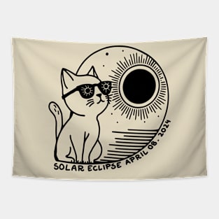 funny kitten watching total solar eclipse april 8 2024 Tapestry