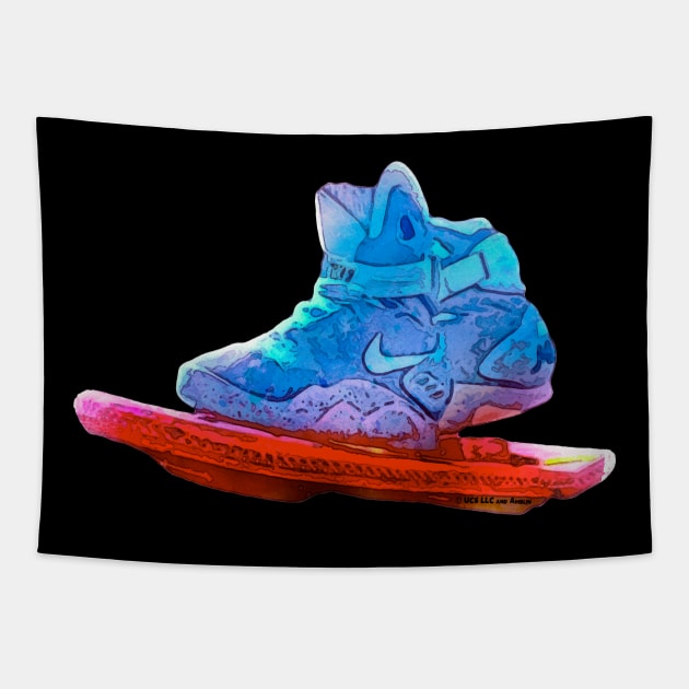 Back To The Future 2015 Hoverboard Vibrant Watercolors Tapestry by Nonconformist