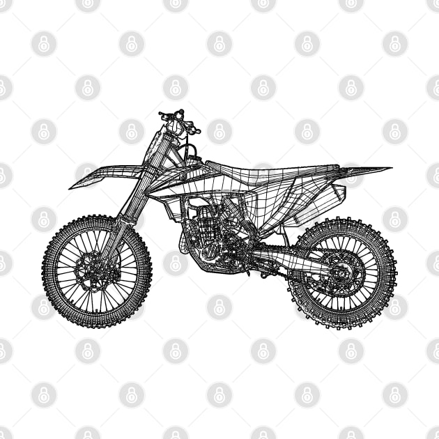 450 SX-F Bike Blueprint Sketch Art by DemangDesign