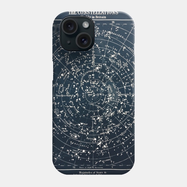 Vintage STAR CONSTELLATIONS MAP POSTER circa 1900s Phone Case by Beltschazar