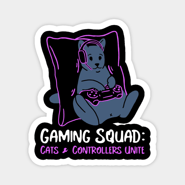 Gaming Squad: Cats & Controllers Unite Magnet by Ainiax