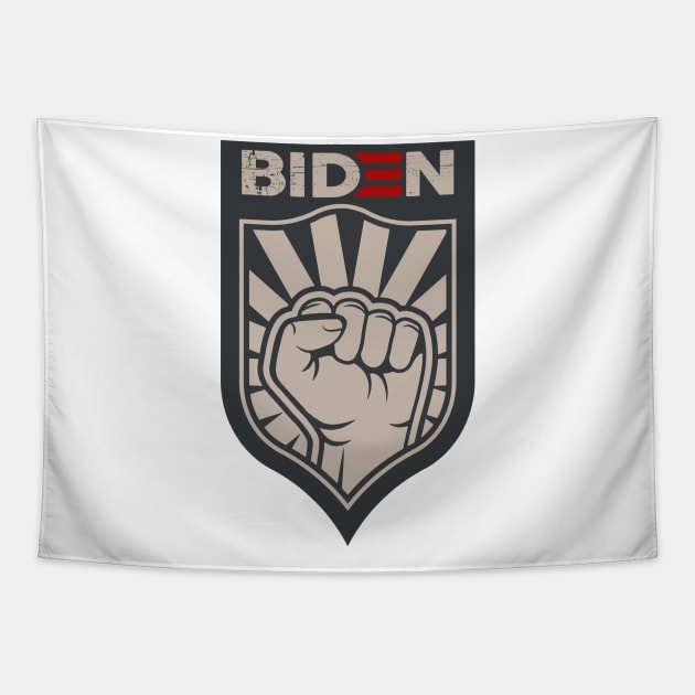 Biden vintage monochrome emblem with arm and clenched fist, isolated graphic design Tapestry by Modern Art