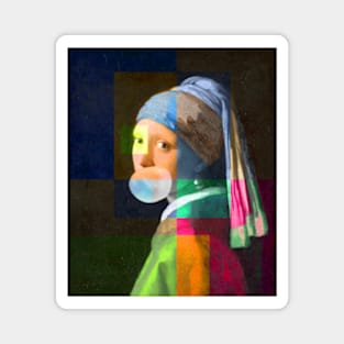 The Girl With A Pearl Earring And Bubble Gum, Colorful Magnet