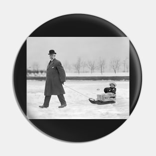 Sled Ride, 1912. Vintage Photo Pin