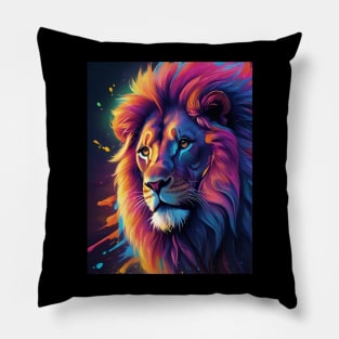 Lion Face Close Up with Multiple Colours Pillow