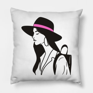 Stylish Travel Girl Pillow