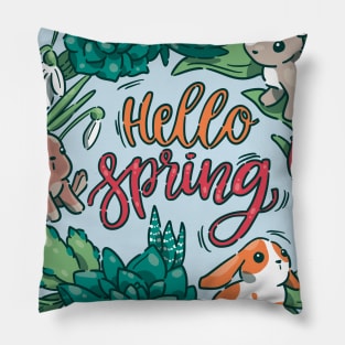 Hello Spring! (rabbits) Pillow