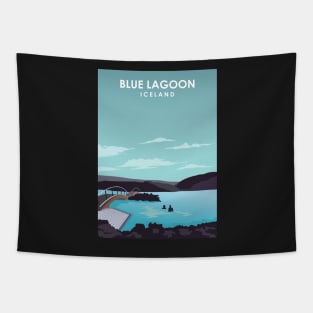 Blue Lagoon Iceland Minimalistic Travel Poster Tapestry