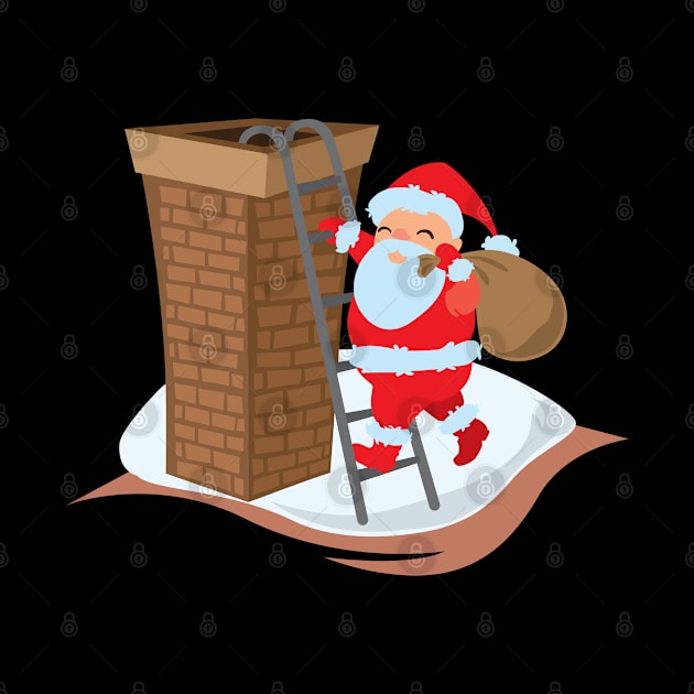 Santa climbing ladder up to chimney by holidaystore