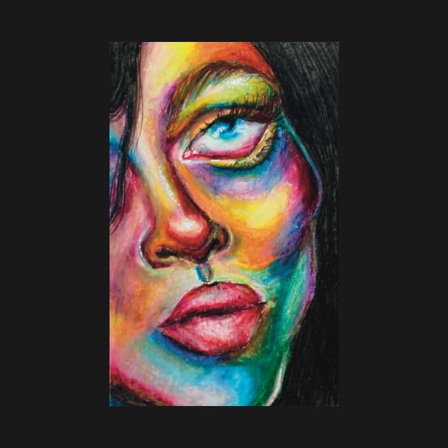 Portrait multicolor girl pastel by maoudraw