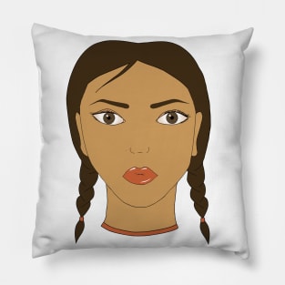 A girl with two braids. Art. Pillow