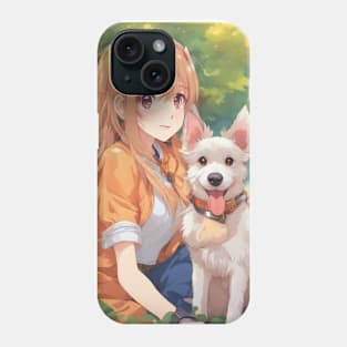 Anime Girl with a cute Dog #012 Phone Case