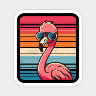 Cool Retro Flamingo in Sunglasses 70s 80s 90s Funny Flamingo Magnet