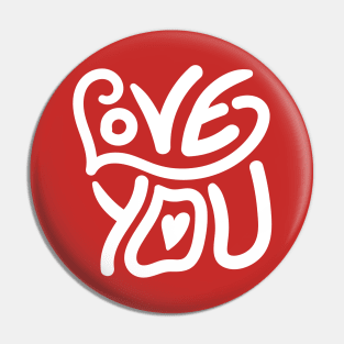 Love You Lettering White Pin