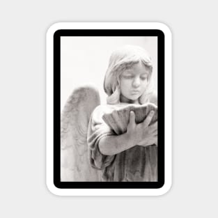 Black and White Angel Statue Photo Magnet