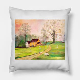 England. Morning In The Village Pillow