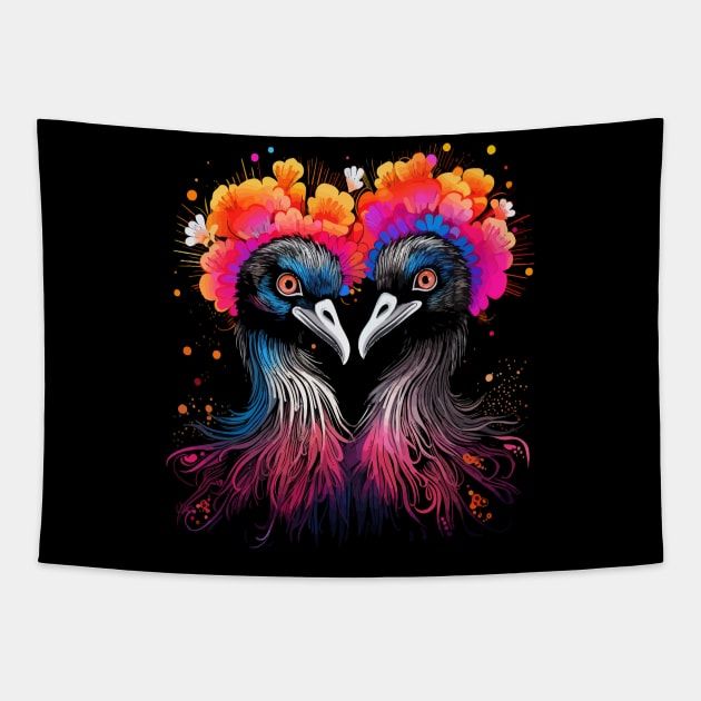 Emu Couple Valentine Tapestry by JH Mart