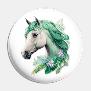 Majestic green Horse Pin