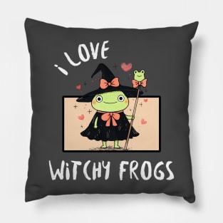 Full Attire I Love Witchy Frogs Pillow