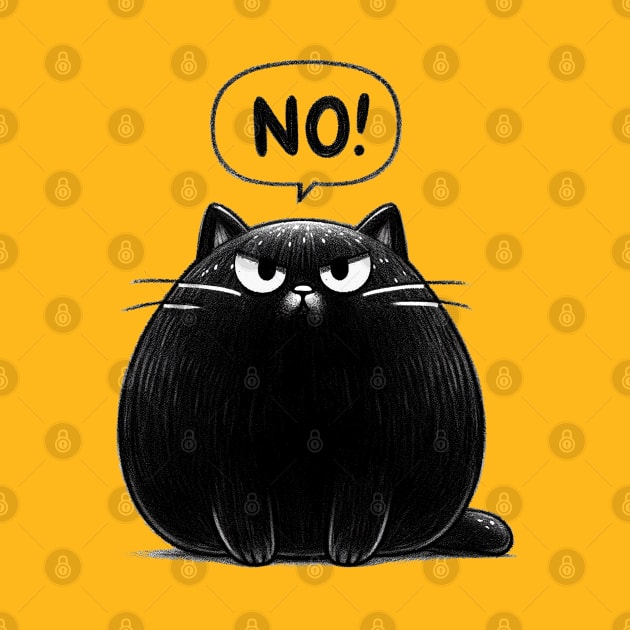 Black Cute Cat Says No by Mr.PopArts