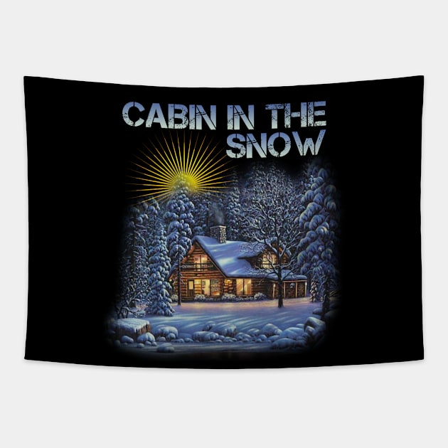 Cabin In The Snow Tapestry by Cika Ciki