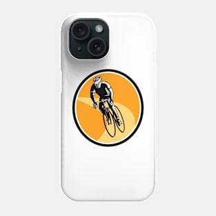 Cyclist Cycling Riding Racing Bike Woodcut Phone Case