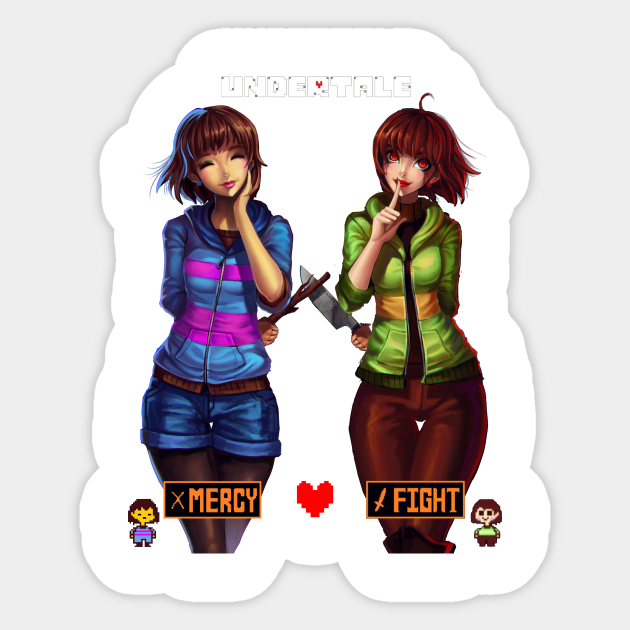 Undertale Frisk And Chara Fight Sticker Teepublic