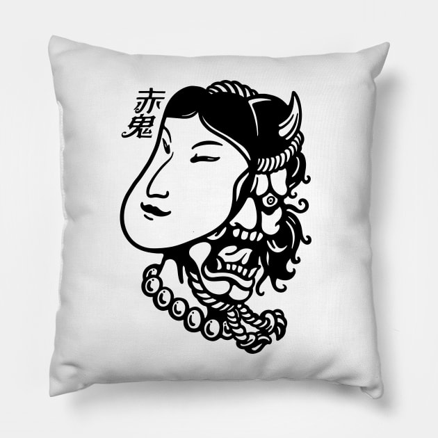 Hannya Demon VIII Pillow by RedOni Clothing