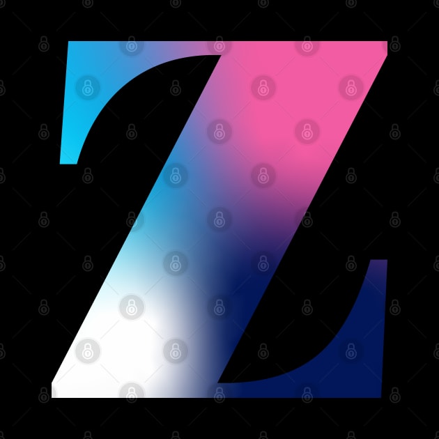 Capital Letter Z Monogram Gradient Pink Blue White by Terriology