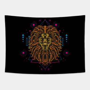 retro lion sacred geometry Tapestry