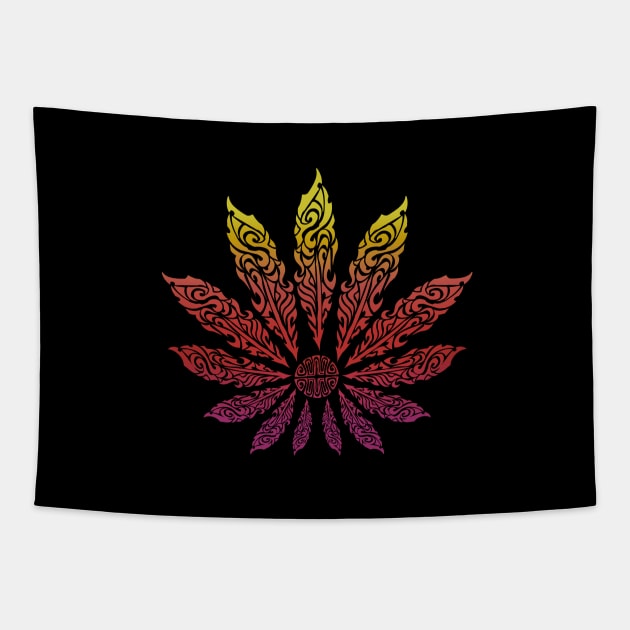 Feather Flower: Neon Sun Tapestry by TheMindBlossom