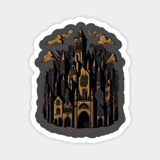 Medieval Cityscape Goth Abstarct cartoon Magnet