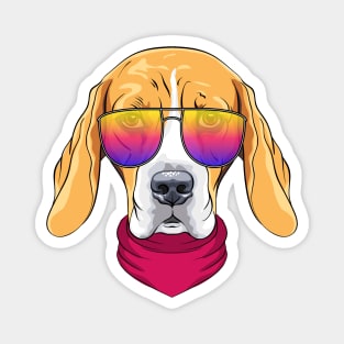 Hipster serious dog Beagle Magnet