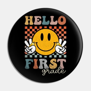 Hello First Grade Retro Groovy Back To School Pin